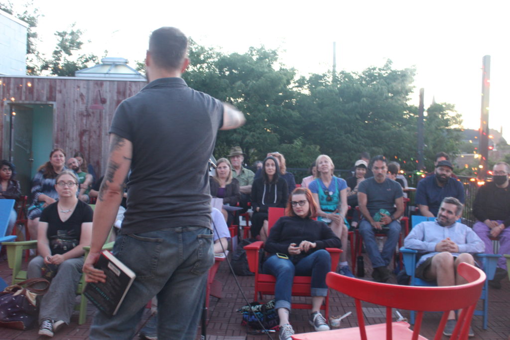 During a reading at Ample Hills Creamery Rooftop Readings
