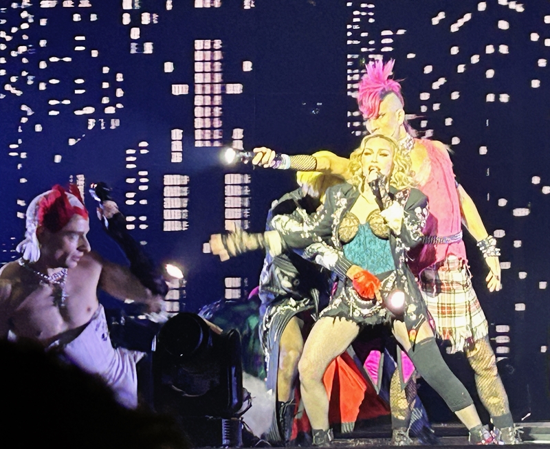 Madonna and dancers in her 1980s outfit. (Copyright Randee Dawn 2023)